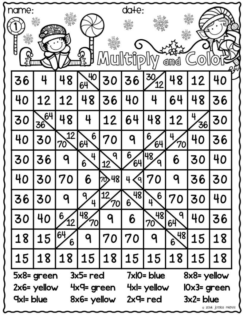 Christmas Math Worksheet 2nd Grade Multiplication Times Tables Worksheets
