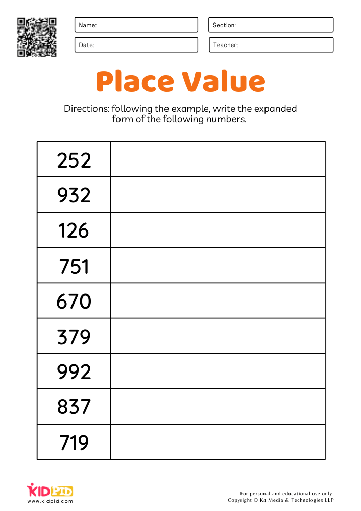 Math Expanded Form Worksheets For Grade 2 Kidpid