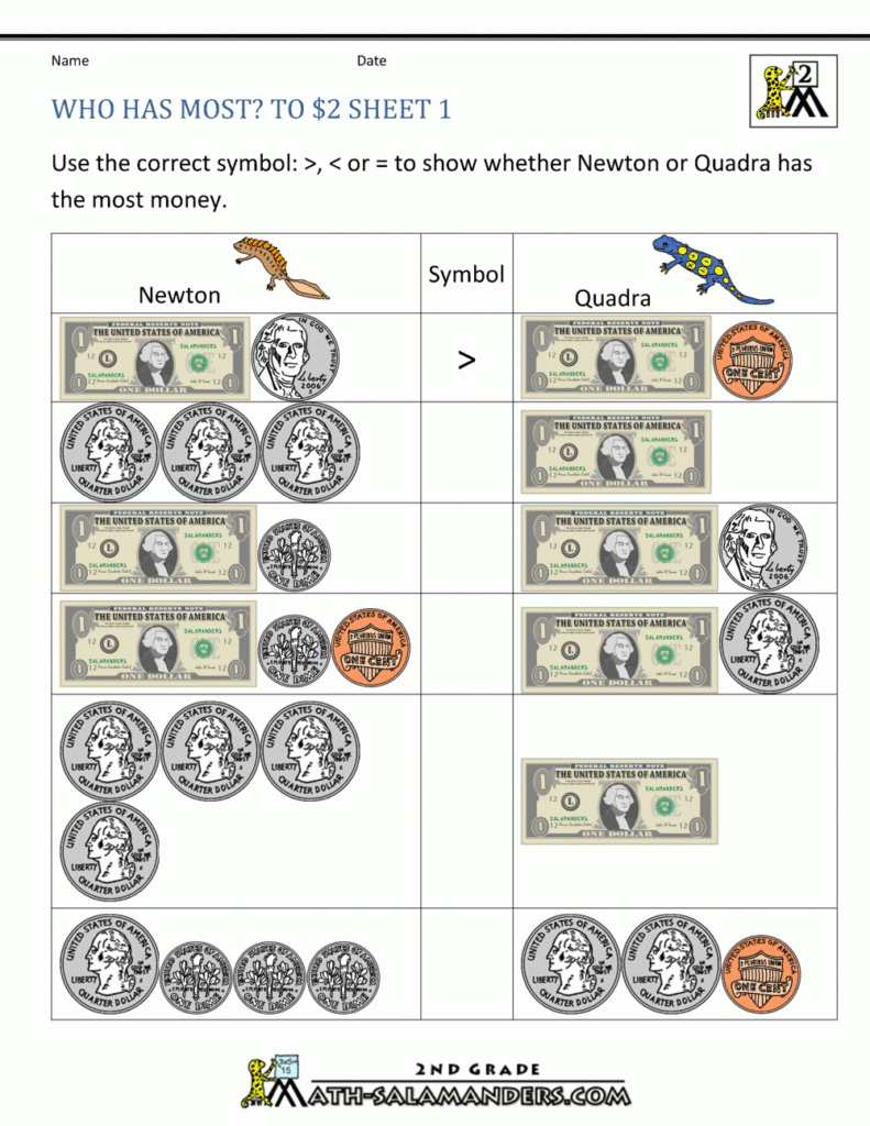 Free Printable Counting Money Worksheet