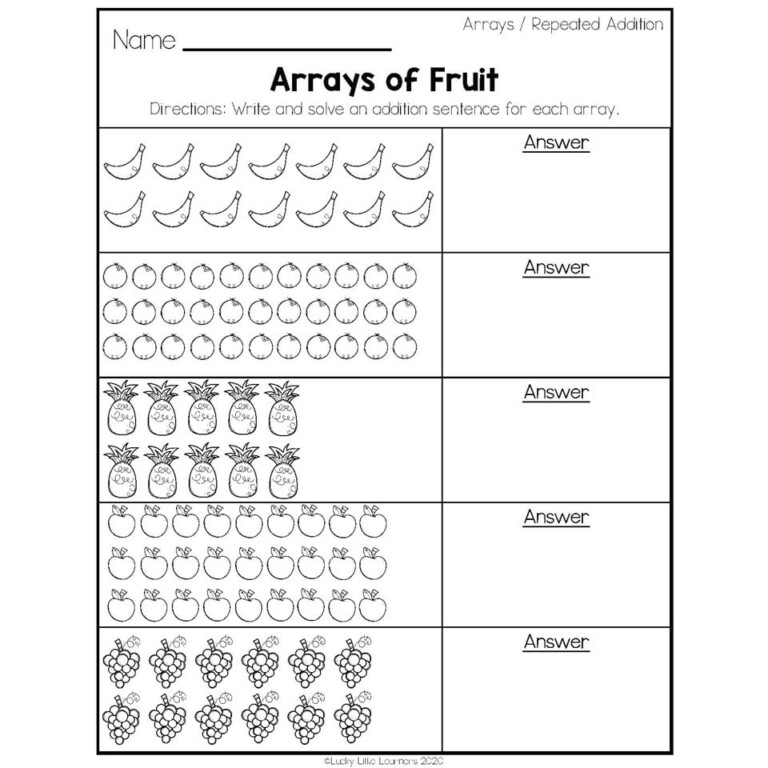 Arrays Worksheets 2nd Grade - 2nd Grade Math Worksheets